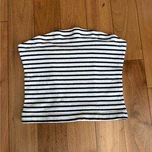 Free People Striped Black and White Cotton Tube Top